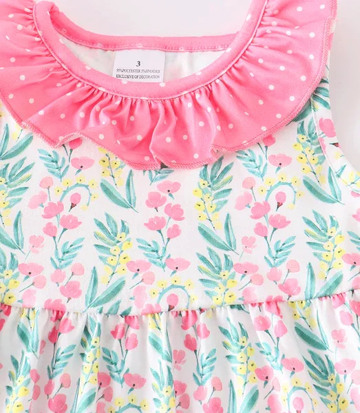 summer boutique short sleeve new children clothing oranges print lace hem dress deep green ruffle trousers girls clothing sets