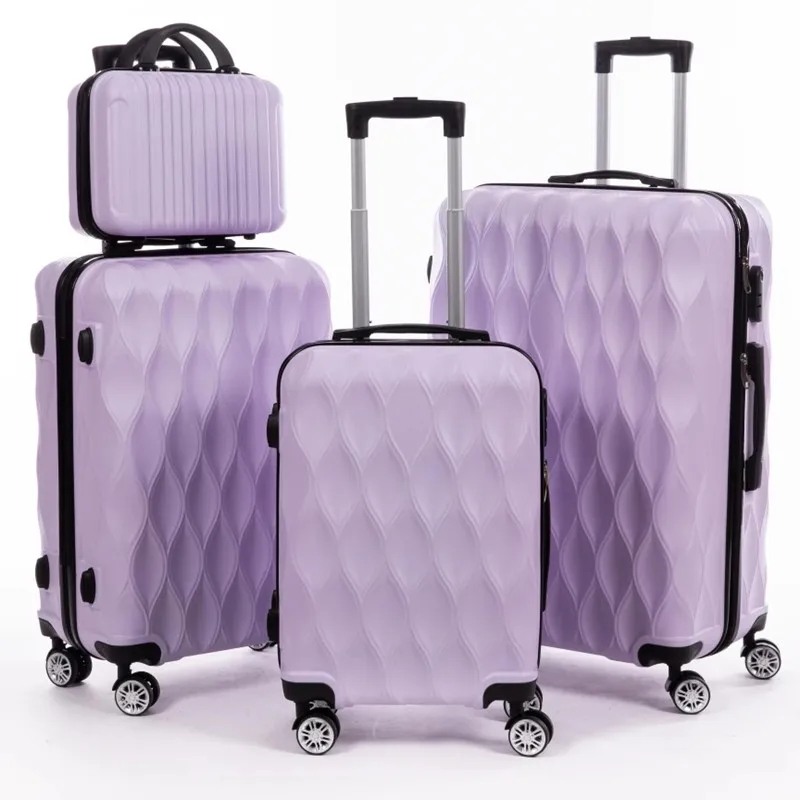 Purple ABS + PC Suitcase Set 3 4 Piece Hardside Case Expandable Hard Shell PP Cheap Factory Wholesale Trolley Luggage Travel Bag