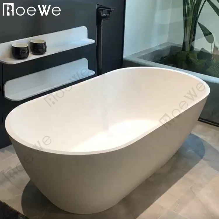 180cm large artificial marble oval shape cast stone resin bath tub luxury bathroom shower free standing solid surface bathtub