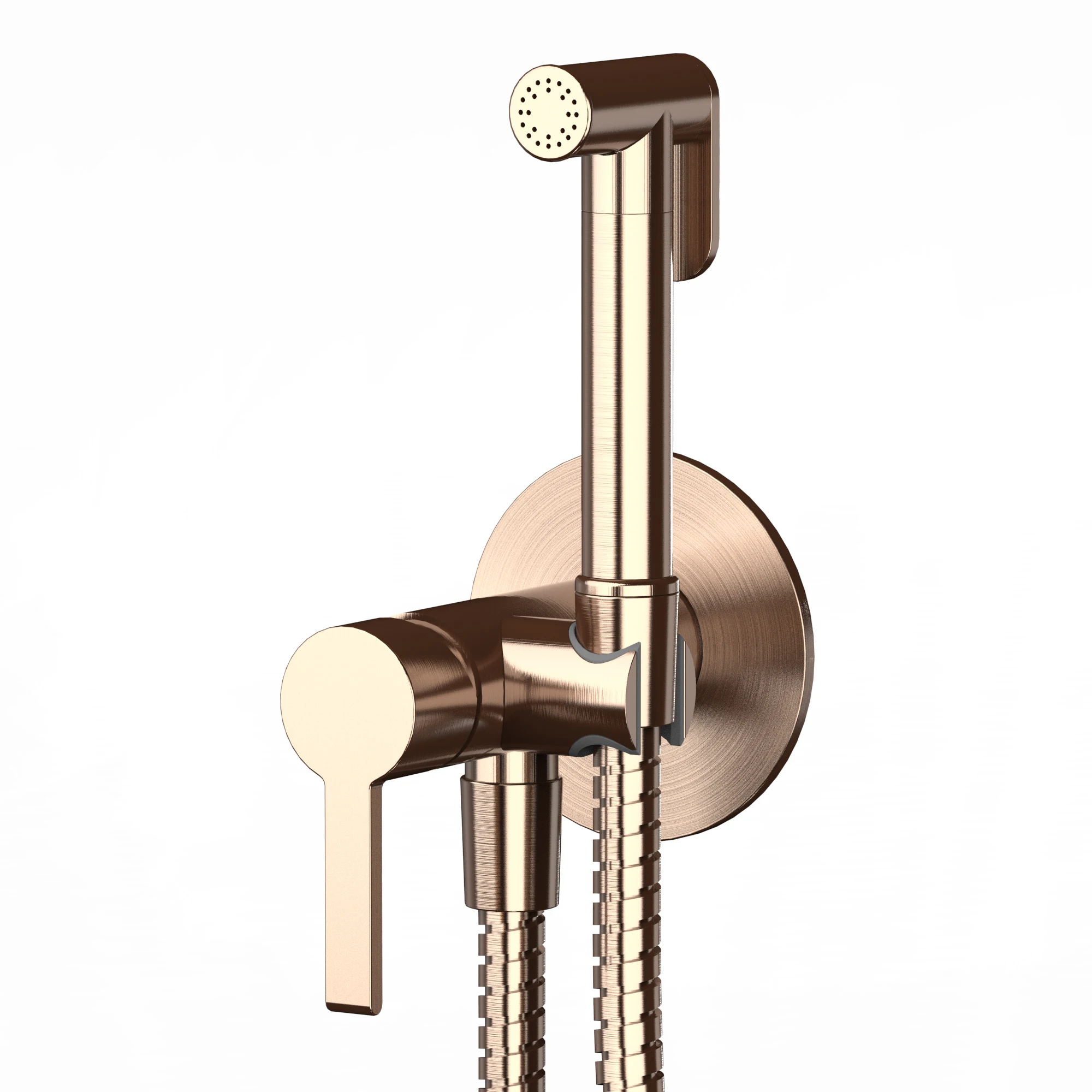 Wall Mounted Concealed douche Brushed Rose Gold Woman toilet Bidet hot and cold water Faucet Set