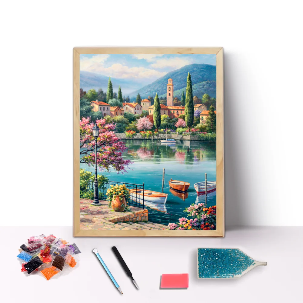 M-FYR-1493 Custom  landscape wall art paintings 5D full drill rhinestone mosaic diamond painting kit