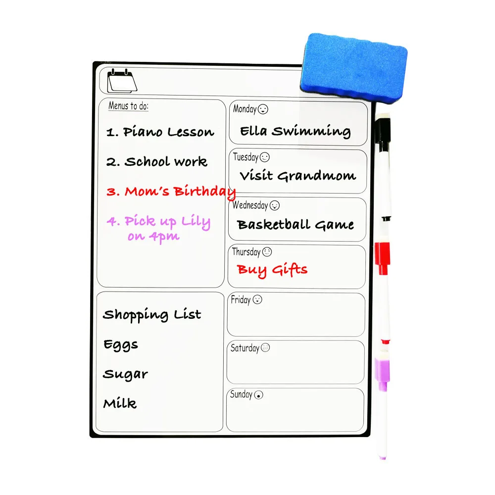 Home Used Flexible Dry Erase Magnetic Calendar Whiteboard