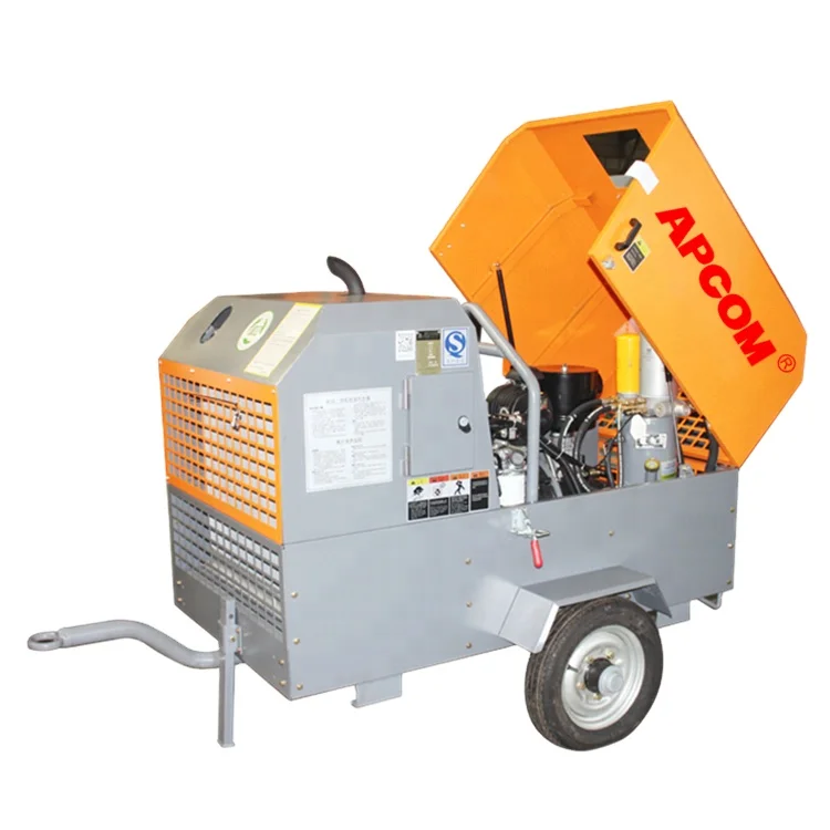 Portable air compressor APCOM 50SCY 7bar 50kw 220 CFM diesel portable screw air compressor