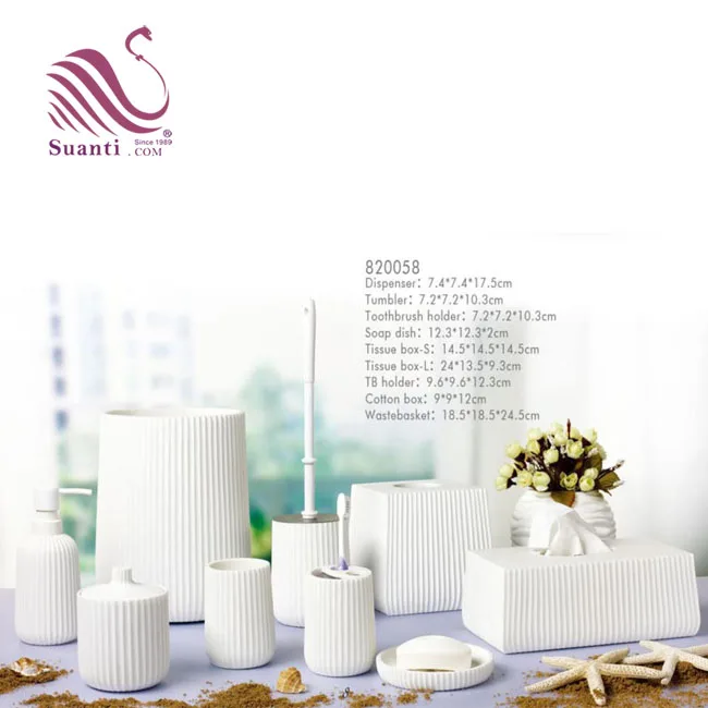 Factory Price Beige Color Decorative Sandstone Bathing Products with Soap Dish Polyresin Bathroom Asscssories Set