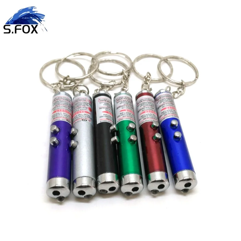 Factory Directly Supply Cheaper Price Red Light Pointer Keychain 2 in 1 Pointer Flashlight for Cats