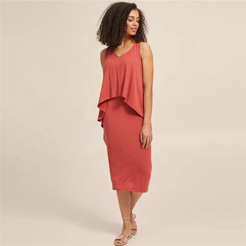 Wholesale Hot Sale Soft Breathable Maternity Clothing Nursing Friendly Women Casual Breastfeeding Bamboo Nursing Dress