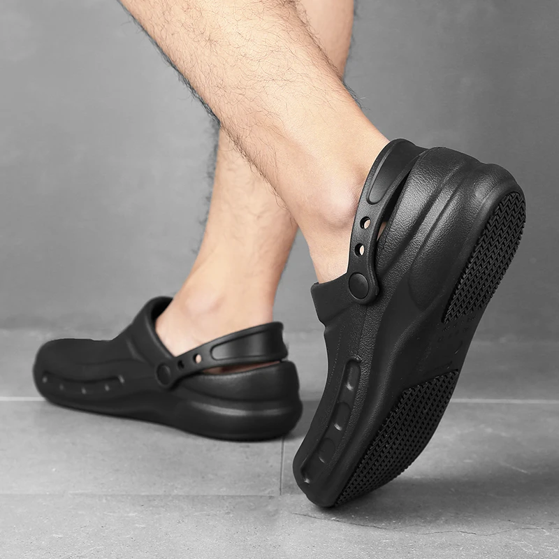 Non-Slip  Working Shoes for  Black Best Chef Kitchen clog  Oil Resistant Waterproof Nurse Shoes