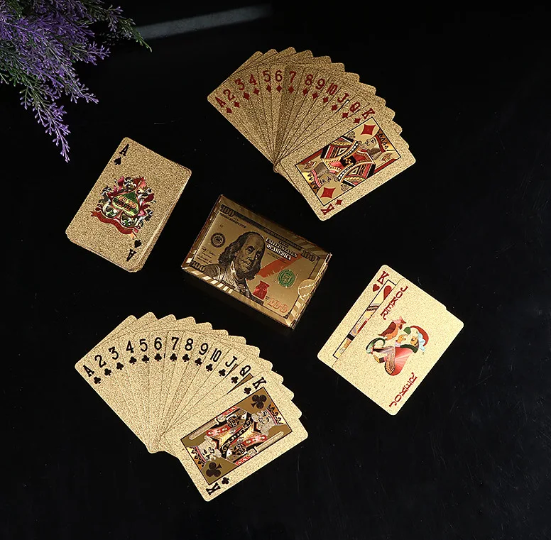 Custom your design waterproof gold/sliver/black foil playing card custom colorful gold Customized playing cards poker cards