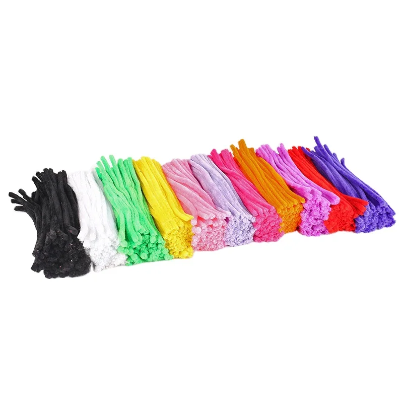 Chenille stem10MM*30CM  color striped fluffy sticks chenille stems pipe cleaners for DIY arts and Crafts educational toys