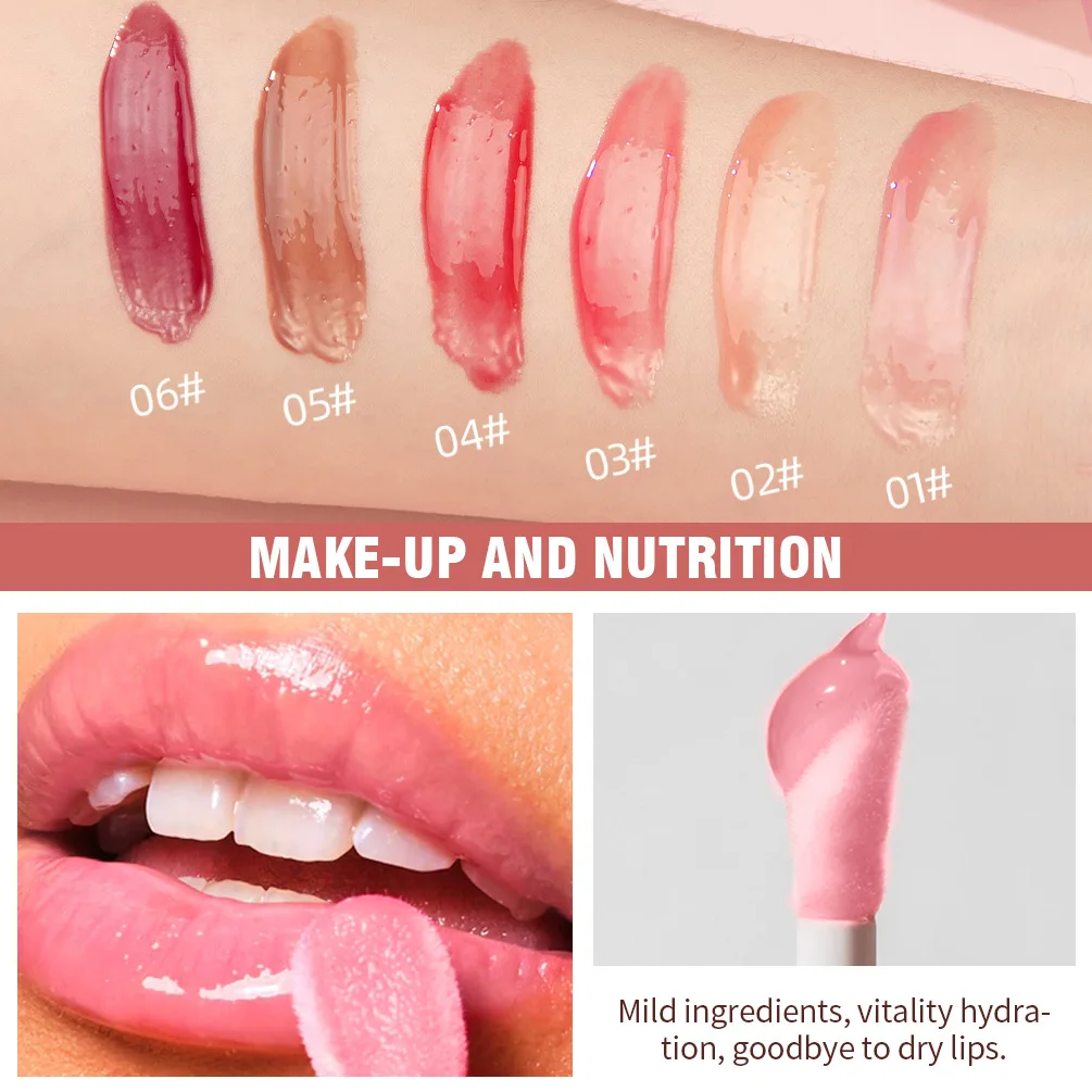 Waterproof Hydrating Moisturizing Jelly Texture Mirror Plumping Crystal Effect Tinted Lip Oil Lip Glaze