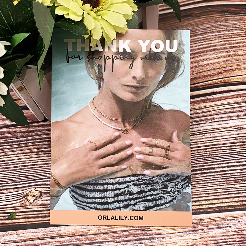 Personalized Recycled Paper Embossed Printing Thank You Cards Coated Paper Made Promotional Postcards