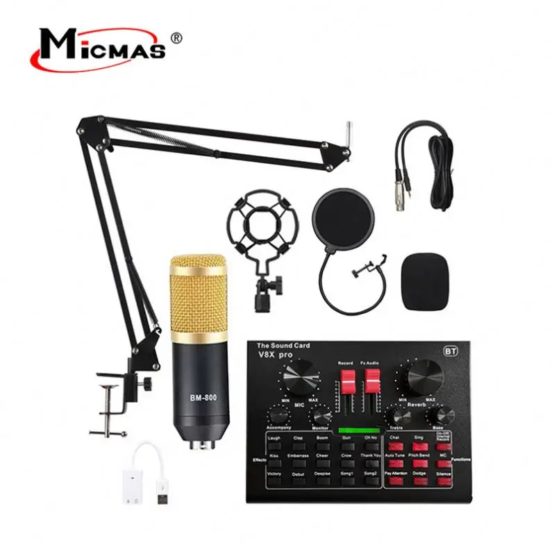 
Micmas Wholesale BM-800 Condenser Microphone and V8XPro Sound Card Audio Interface With Great Price 