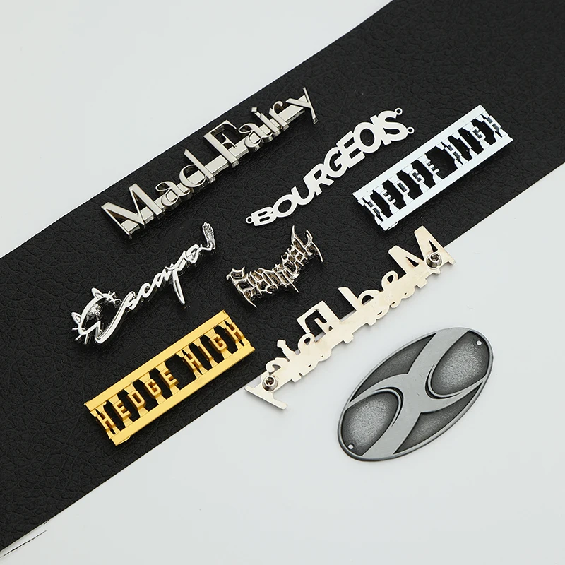 Customized sewing plate Alloy Luggage Nameplate Tag Trademark Logo Custom Pin Metal Labels For other garment accessories