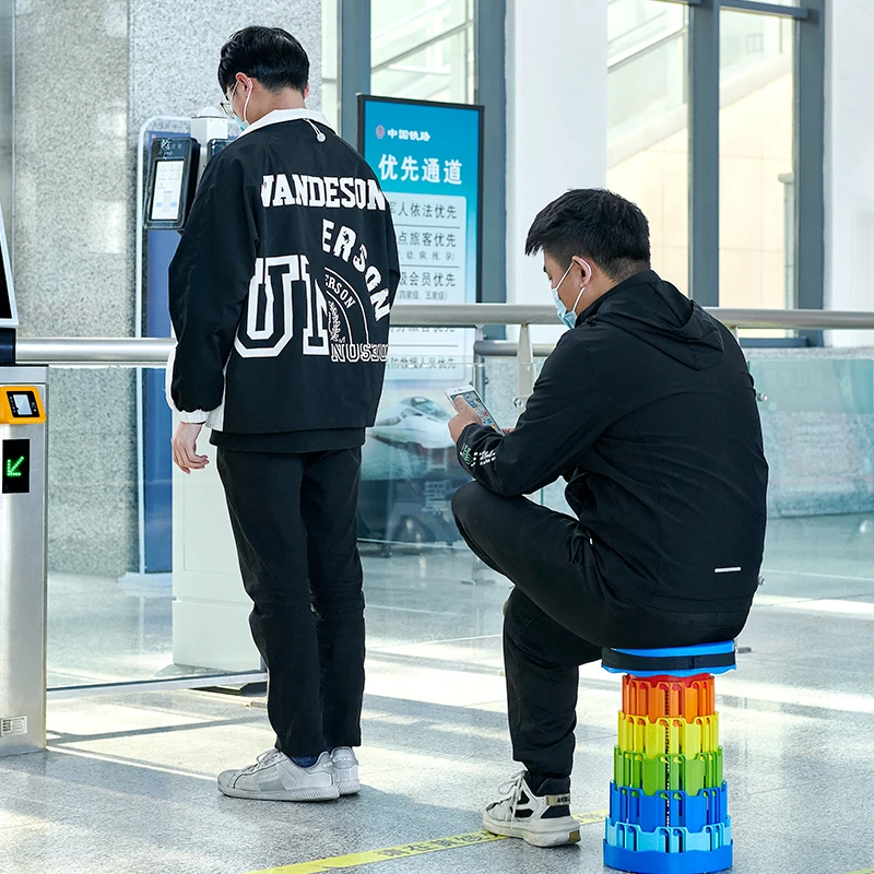 Easy Telescopic Round Portable Retractable Plastic Camping Gardening Folding Stool Retractable stool