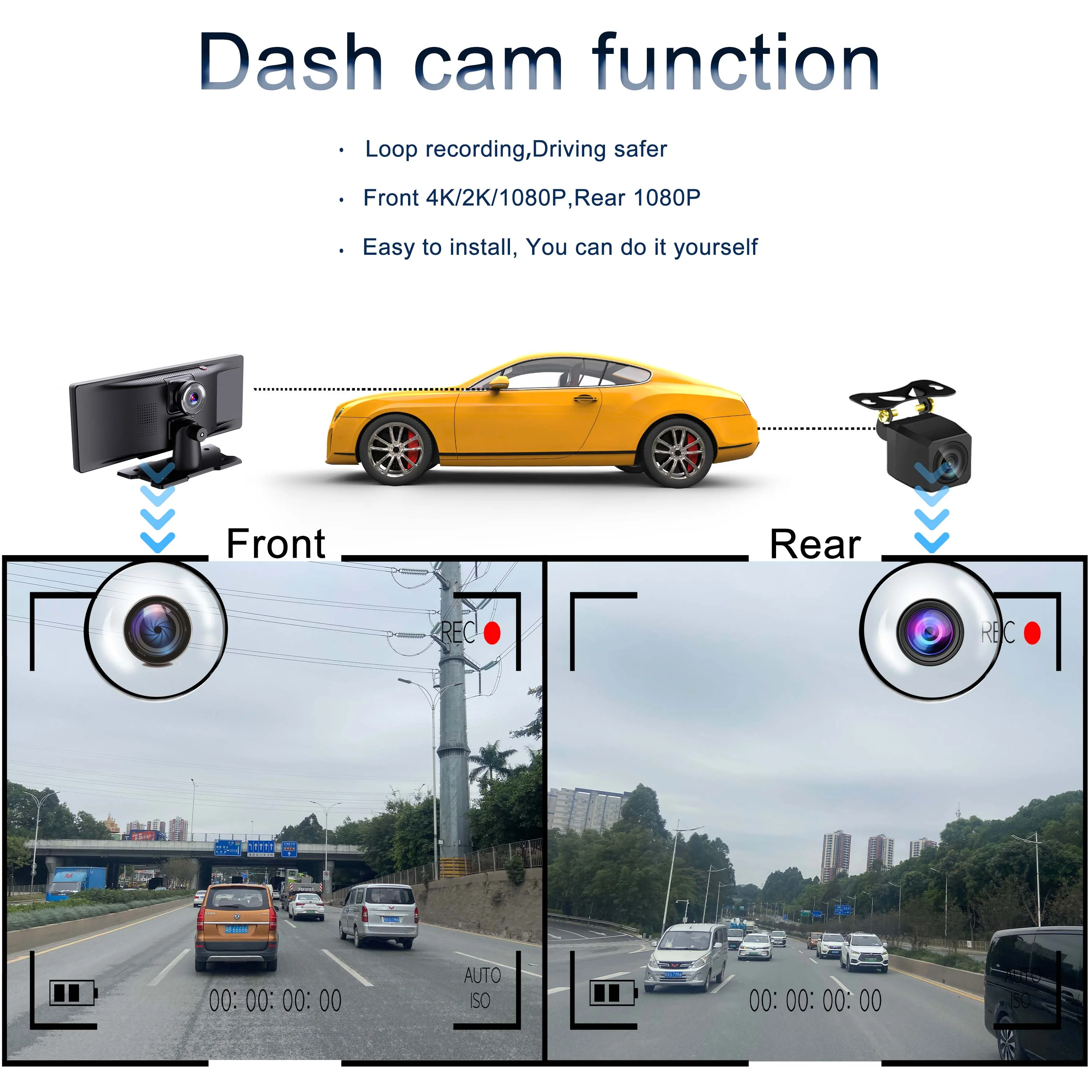 10.26 inch  Dual BT Stereo Android auto Car Radio Wireless Carplay Car Play Dashcam DVD Audio System mp5 player for car