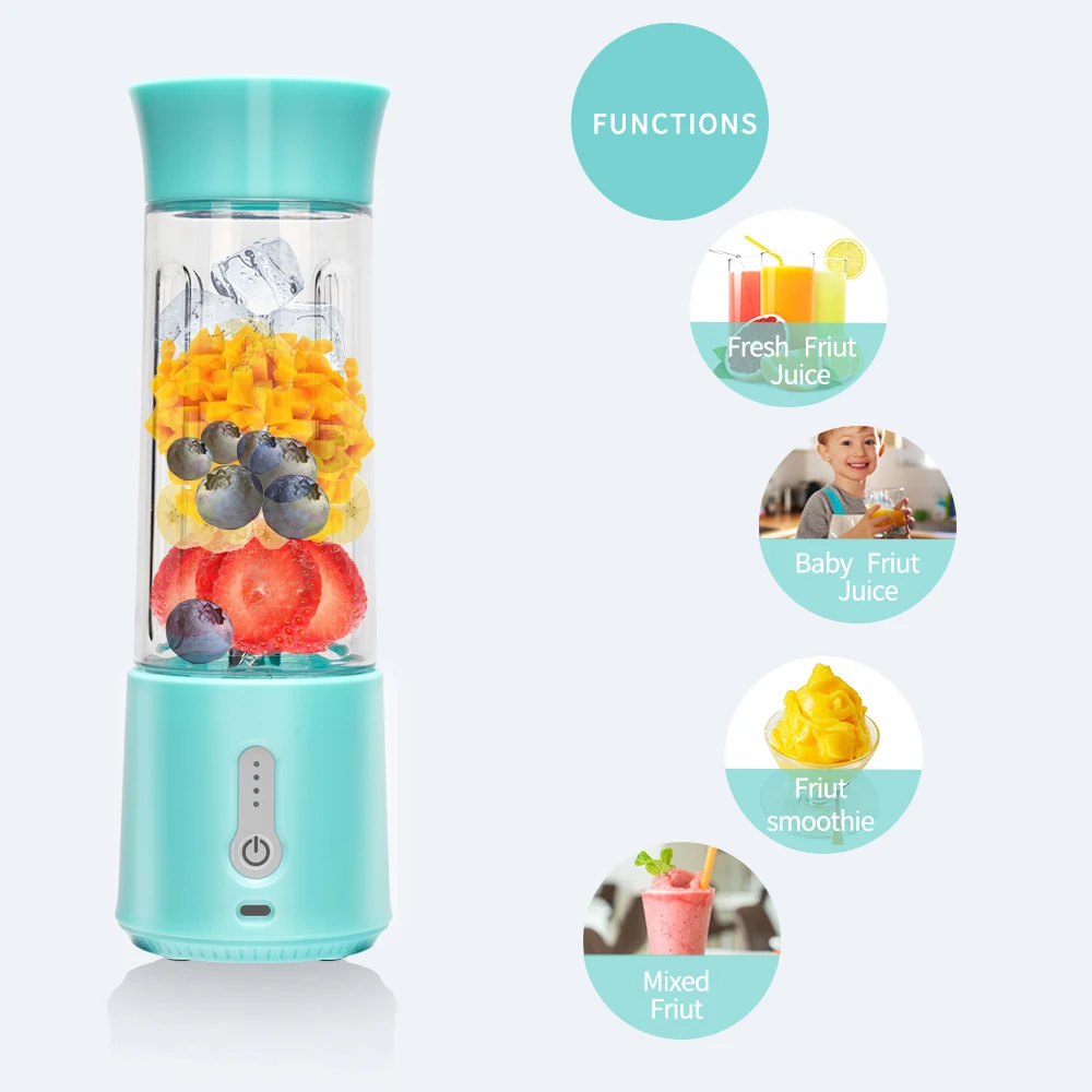 500ML Portable Blender USB Rechargeable Juicer Cup Smoothies Mixer Fruit Bottle