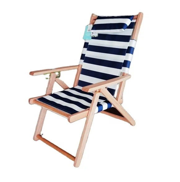 Adjustable Wooden Folding Deck Beach Chair