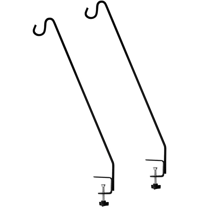 Heavy Duty Deck Hook  2 Inch Non-Slip Clamp  2-Pack  Black  for Bird Feeders Planters  Suet Baskets  Lanterns  Wind Chimes and M