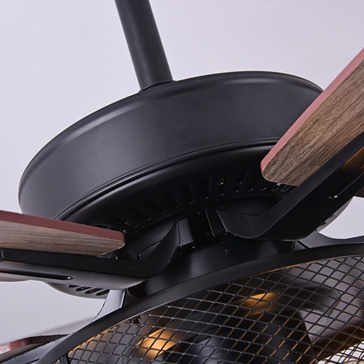 Modern Living Room Bedroom Indoor 52 Inch Black Remote Control Led Ceiling Fan with Lights