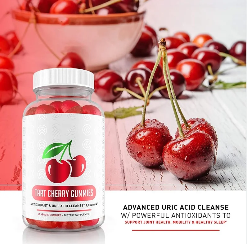 Private label Healthcare Supplement Gummies Acai Berry Powder Tart Cherry Gummies For Uric Acid Cleanse
