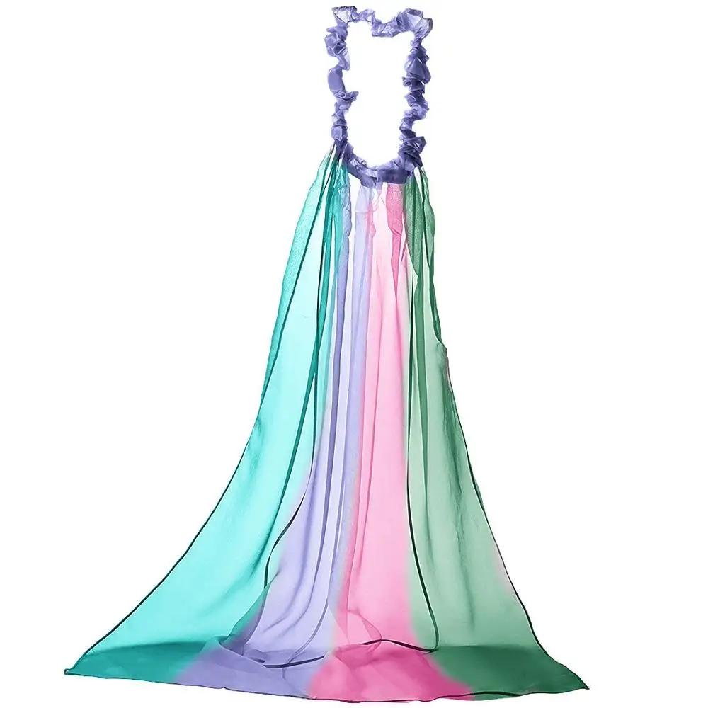 Лидер продаж, детская Радужная накидка с лентой для волос, детское маскарадное платье