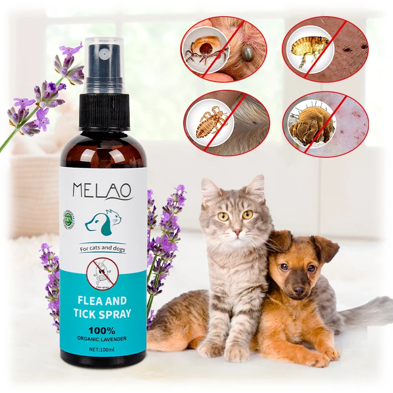 MELAO Wholesale OEM/ODM logo dog flea spray organic tick and flea and tick spray for animals