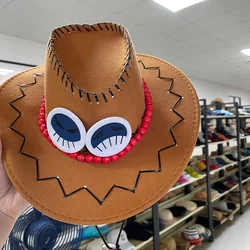 Anime One Piece Hat Fire Fist Sun Hats Toy character Ace  Cosplay Ca-p Cartoon luffy fedora felt Cowboy Hats