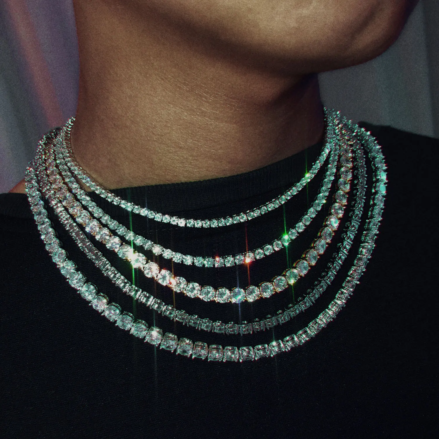 3mm 4mm 5mm 6mm 1 collar de cadena de tenis hombres Hip Hop helado Bling CZ joyeria oro plata collar