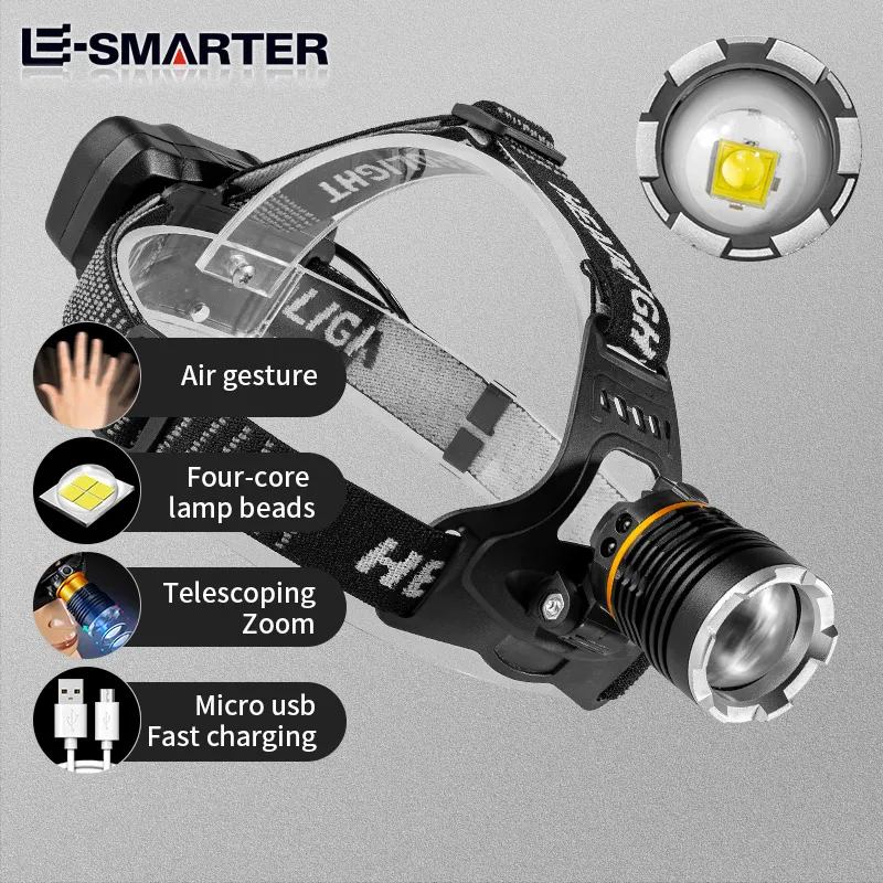 E-SMARTER фонарик высокой мощности водонепроницаемый открытый 2*18650 батарея Дайвинг кемпинг светодиодный налобный фонарь