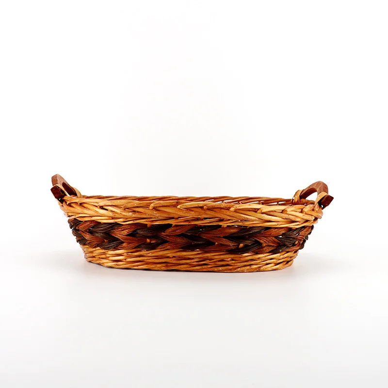 Wholesale Willow Wicker Original brown Italian Plate Food Fruit Storage Baskets for Home Outdoor