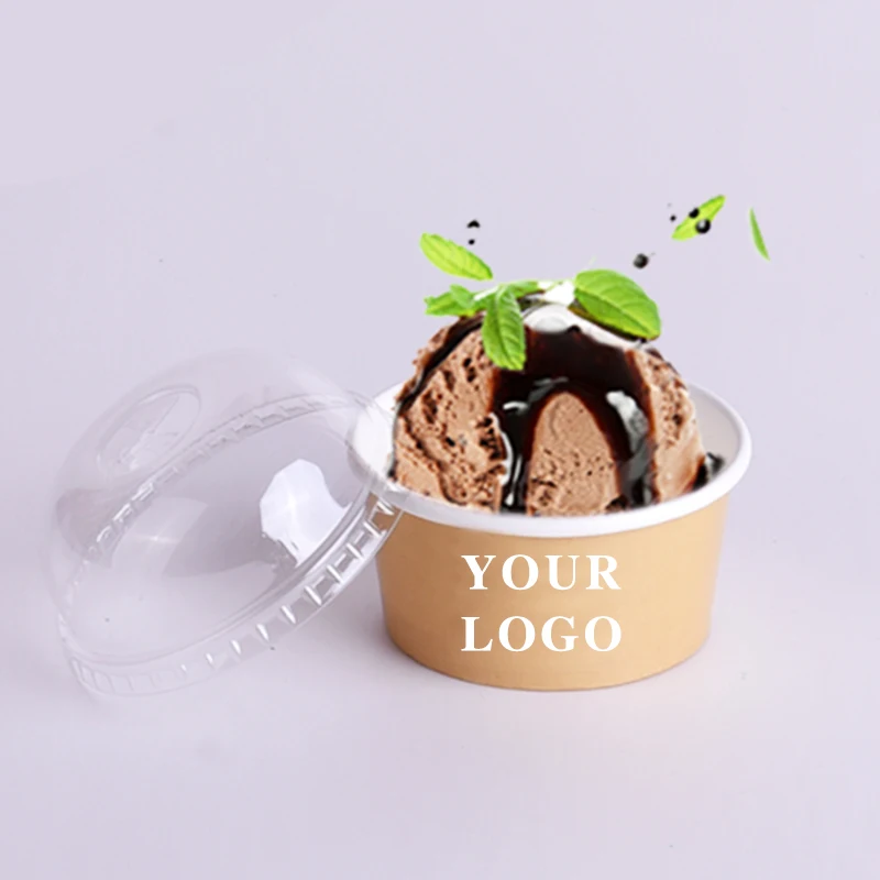 Миска Для Мороженого 3 унции 100 мл Экологически чистая одноразовая бумажная миска миски для мороженого