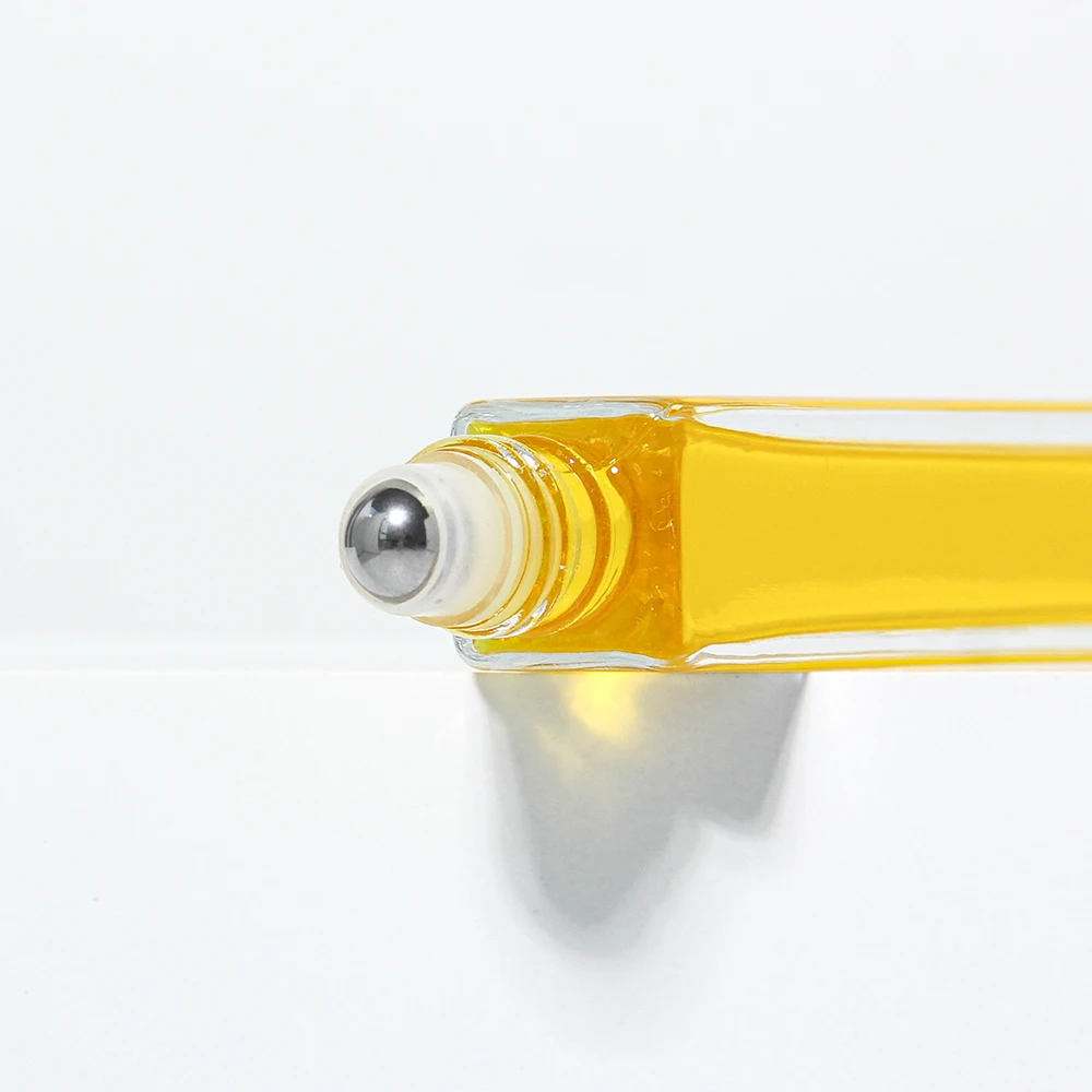 Square 10ml clear slim heavy wall thick bottom perfume bottles essential oil glass roll on roller bottle with aluminum lid