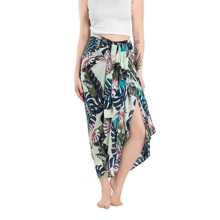 New Design Custom Beach Floral Sarongs Women Long Size Viscose Flower Print Sarong Woman