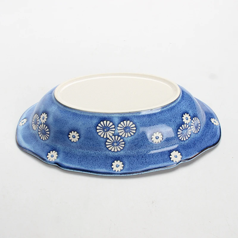 Custom European Dinnerware Dessert Deep Plate Stoneware Western Salad Plate Ceramics Hand-painting Pasta Bowl Wide Rim Bowls