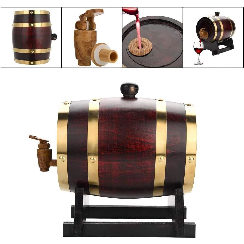 Oak barrels 1.5L are used to store whiskey beer wine Bourbon whiskey tequila rum