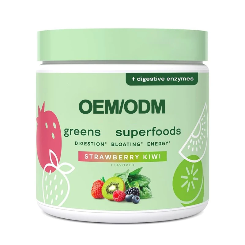 OEM High Quality Antioxidant Organic Green Fruits Supplements Natural Energy and Focus Super Green Powder