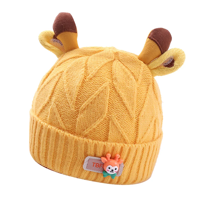 New Deer knitted autumn and winter unique cute organic environmental protection baby knitted winter hats