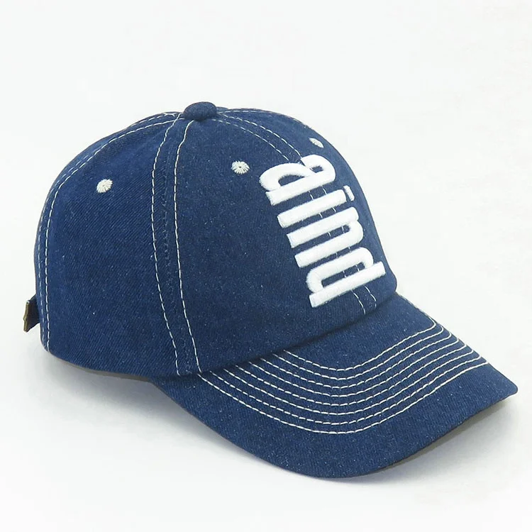 Wholesale Outdoor Adjustable Dad Hats 6 Panel Unstructured Denim Baseball Cap