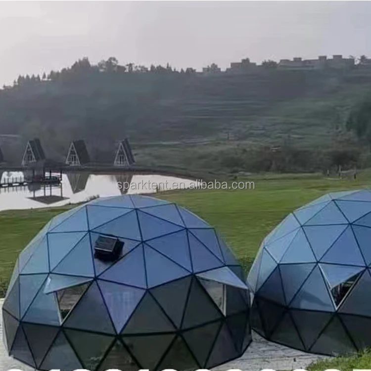 Glamping Glass Dome House Outdoor Hotel with Heater and Solar Fan