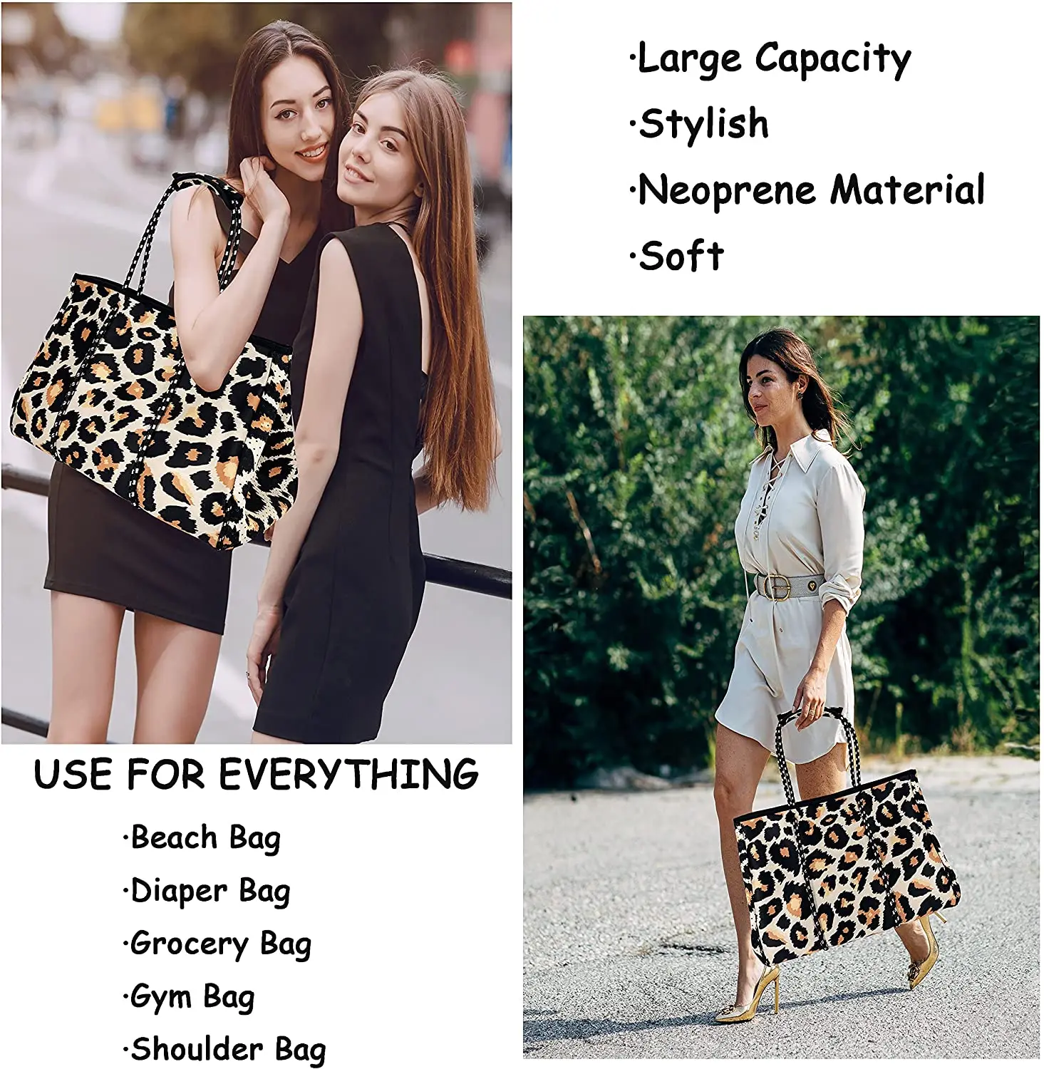 Fashion Summer Perforated Waterproof Shoulder Women Tote Neoprene Beach Bag