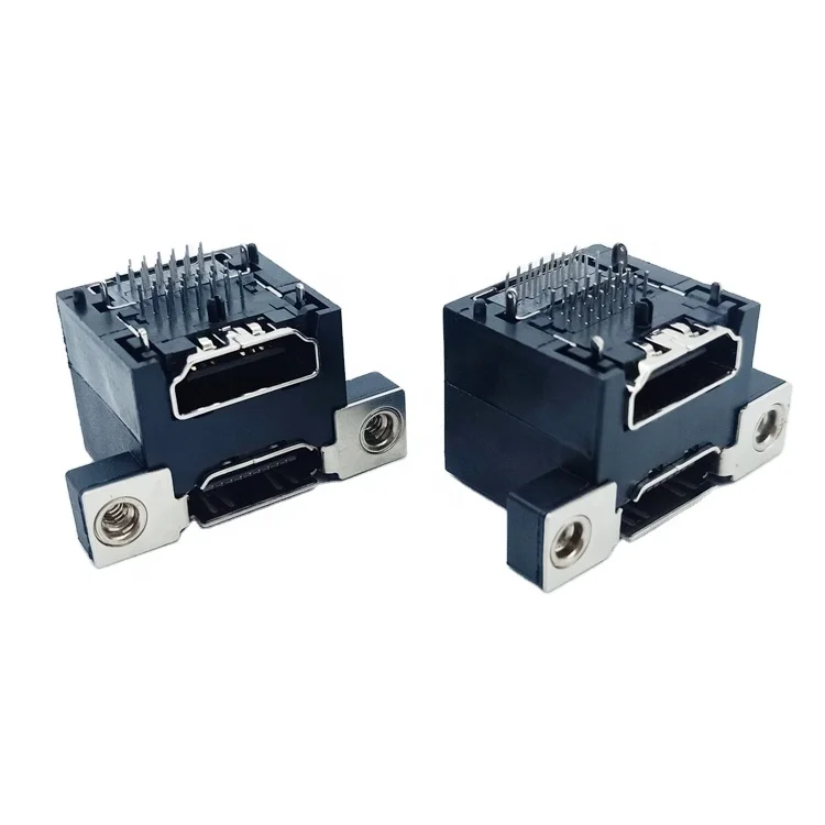 38P Type A Right Angle DIP Through Hole Type Stacked Dual High Definition Multimedia Interface HD-MI Connector Female for PCB