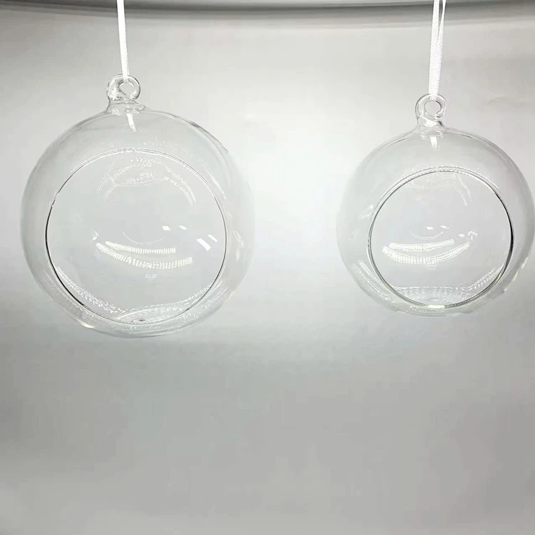 Decorative Glass Hollow Ball Opening Glass Drop Ball Indoor Decorative Candle Container