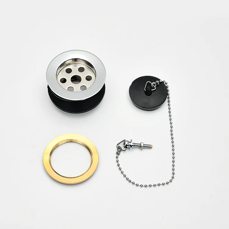 SANIPRO Luxurious G1 1/2 Stainless Steel Basin Waste Click Clack Bathtub Sink Plug Drain with Brass Chain