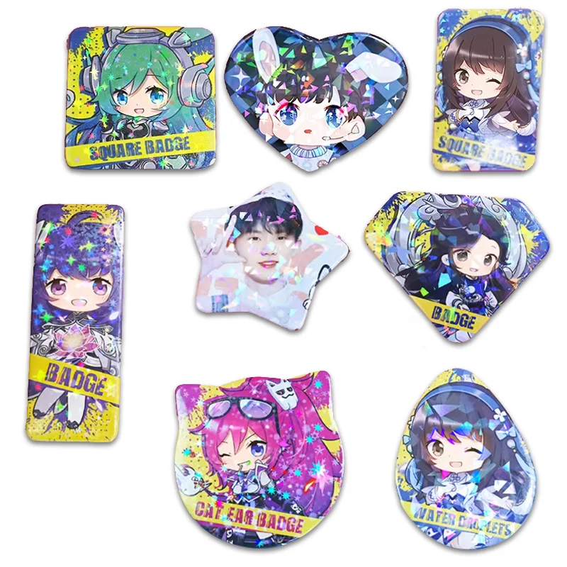 Wholesale custom logo offset printing blank metal tin tinplate 37 58mm cheap magnetic pin square button badge for promotion