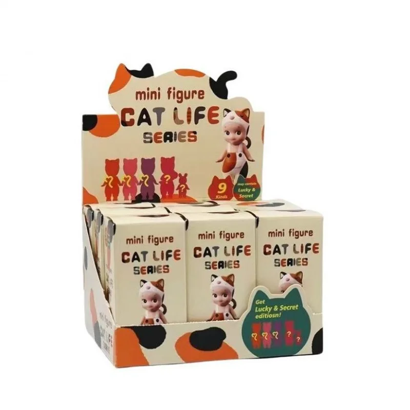custom kids decorative figures set PVC cute charater cartoon doll cat life collection 3D Mystery Boxes toy anime action figure
