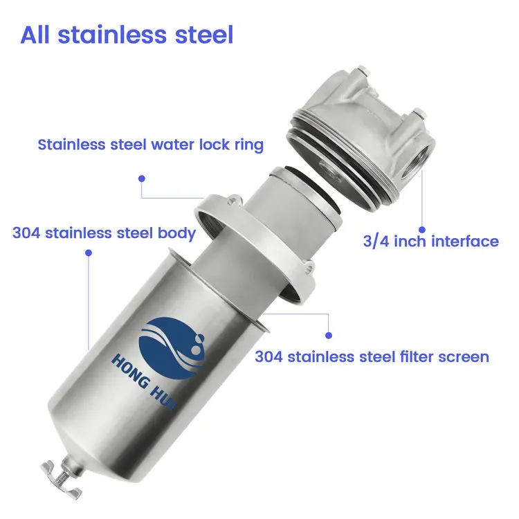 HONG HUI HMS-5A NSF 5 Inch Household Water Purifier Stainless Steel Sediment Water Filter Housing
