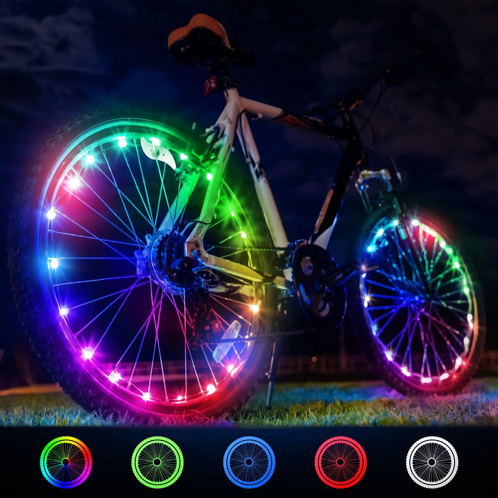 20 LEDs Waterproof LED Bicycle Wheel String Light Wire String Warning Bicycle Wheel Lights Tire Spoke Light