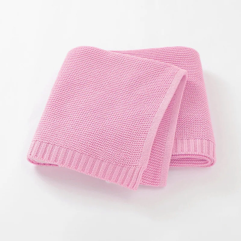 Solid Color Sofa Cover Blanket Baby Carriage Cover Hold Quilt Crochet Knitted Cotton Knit Blanket