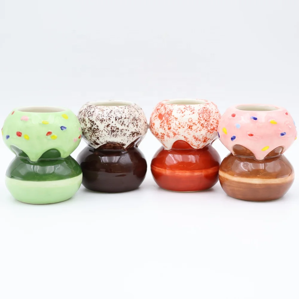 Custom logo 2oz 3oz unique ice cream ball porcelain mini tumbler cup shot glass set donuts ceramic Mexican tequila shot glasses