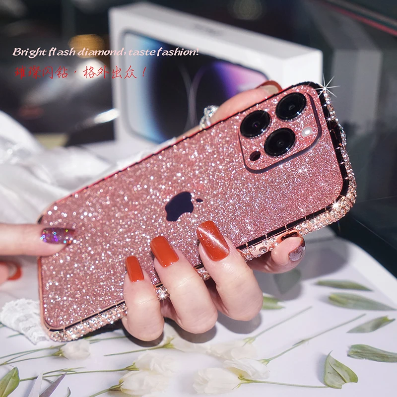 Glitter Diamond  Luxury Metal Frame Diamond Case Bumper for iPhone 14
